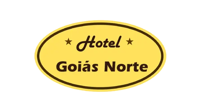 logo do hotel amarelo ouro com marrom com detalhes de estrela escrito hotel goias norte.